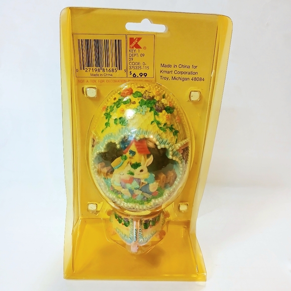 Rare Vintage Kmart Easter Jubilee Egg Centerpiece with Stand Rabbits Pastel - Picture 7 of 8